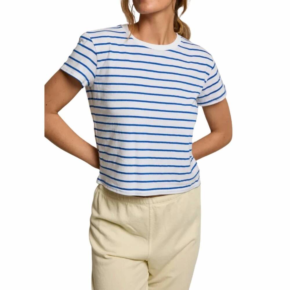 NEW PERFECTWHITETEE everett tee in cobalt stripe
